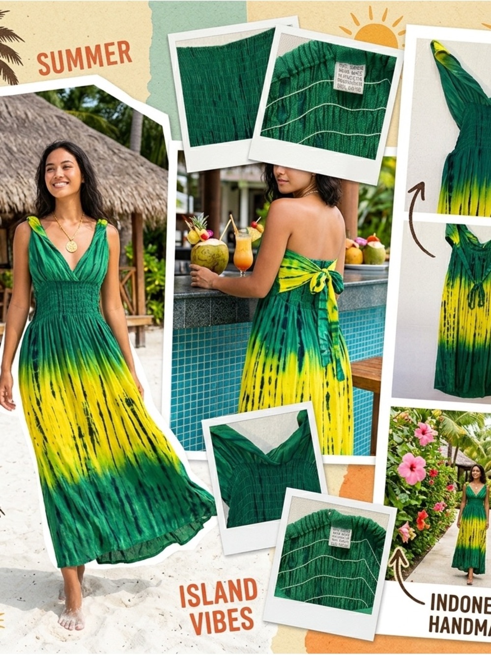 Tie-Dye Midi Dress - Smocked Bodice— Handmade—Small-Medium (stretchy) A+